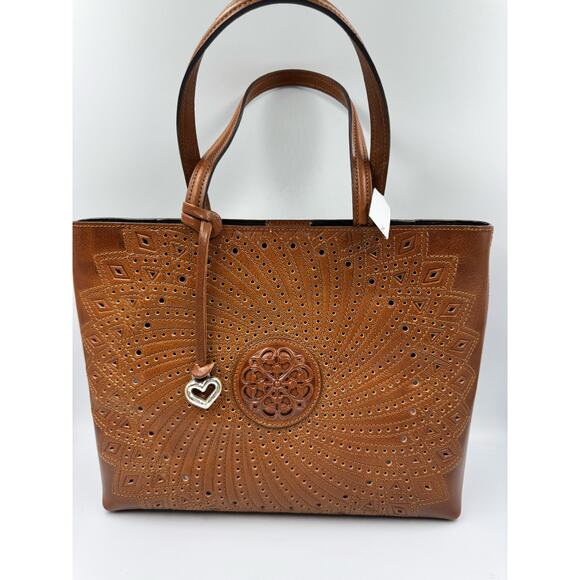 Brighton Fiora Large Leather Cognac Tote Shoulder Bag New - Picture 2 of 6